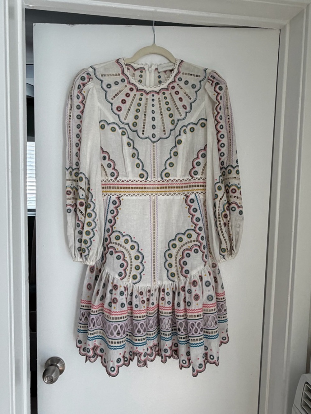 Zimmermann Embroidered Long-Sleeve Mini Dress